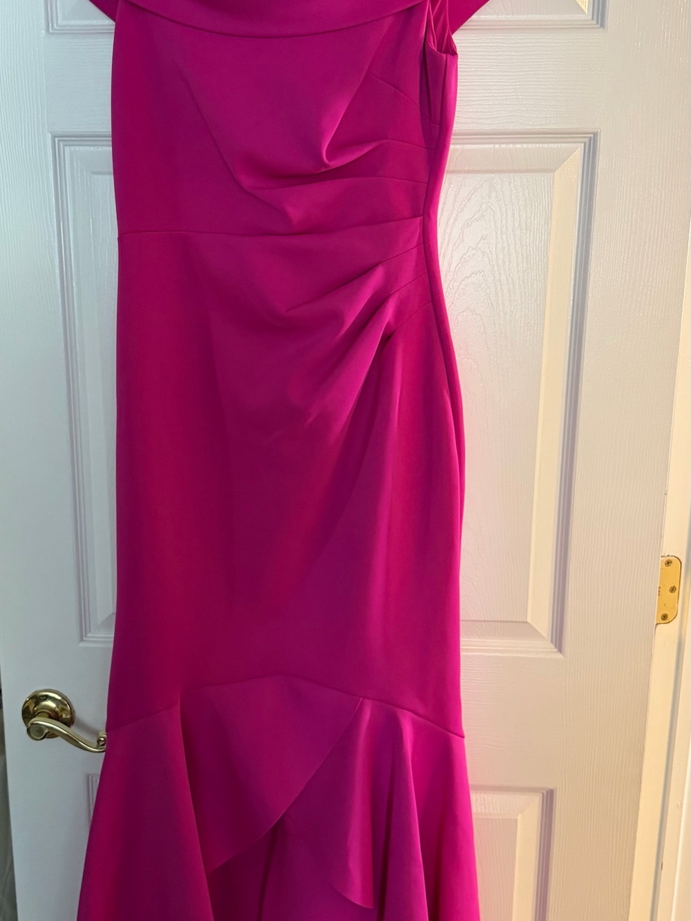 Eliza J One-Shoulder Fuchsia Evening Gown